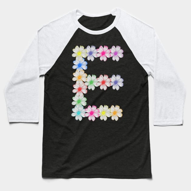 Letter E, flower, cosmos flowers, floral, nature Baseball T-Shirt by rh_naturestyles